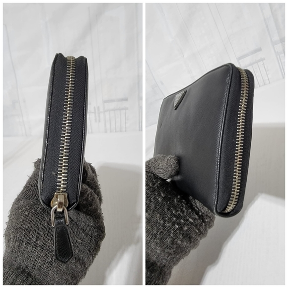 Prada Saffiano Leather Zip Around Wallet Black - Picture 9 of 13